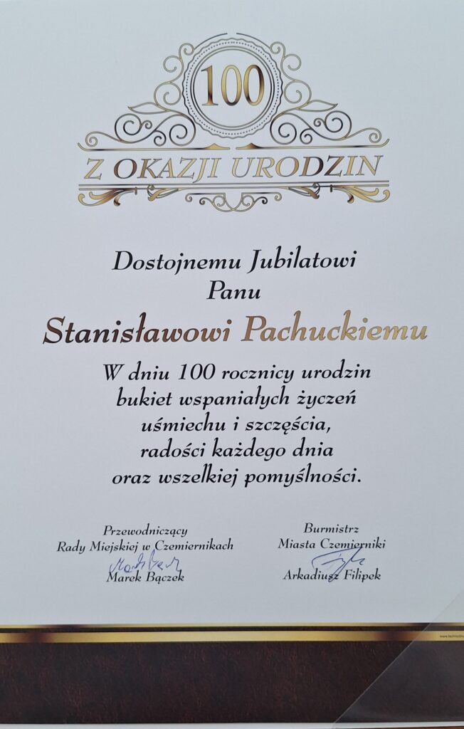 jubileusz 100 - lecia urodzin Pana Stanisława Pachuckiego ze Skoków