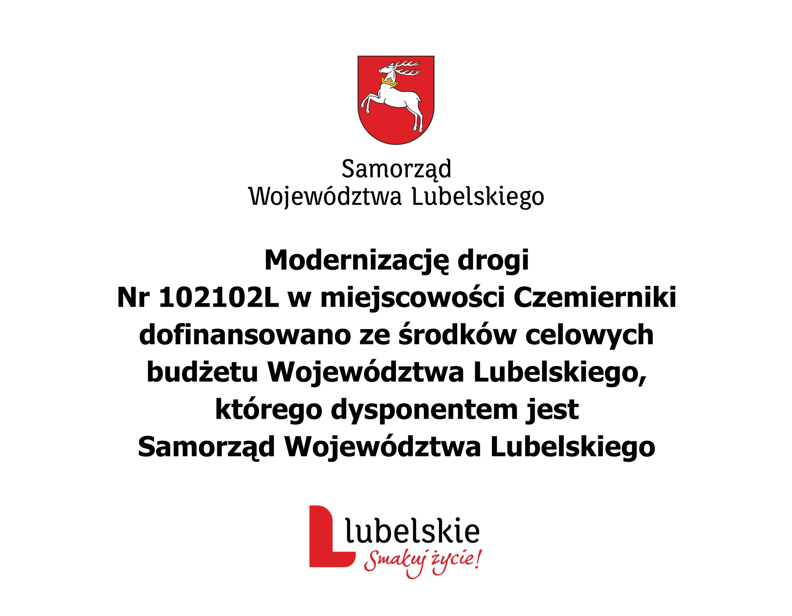 Tablica z informacją o dofinansowaniu modernizacji drogi 